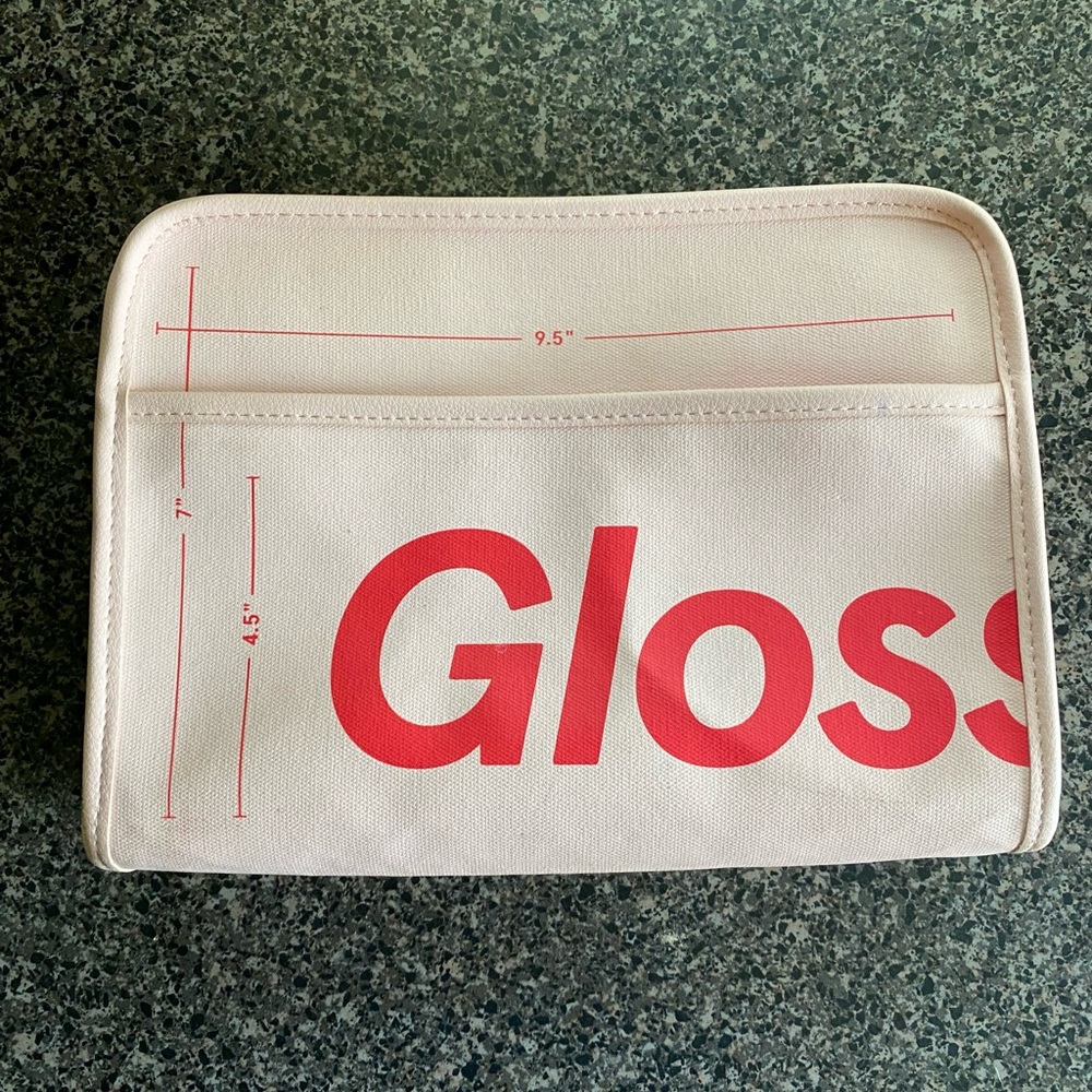 Glossier Pink and Red Cosmetic Bag